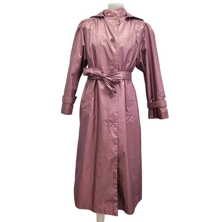 Vintage Chiango Womens Size 6 Long Sleeve Button Removeable Hood Trench Coat