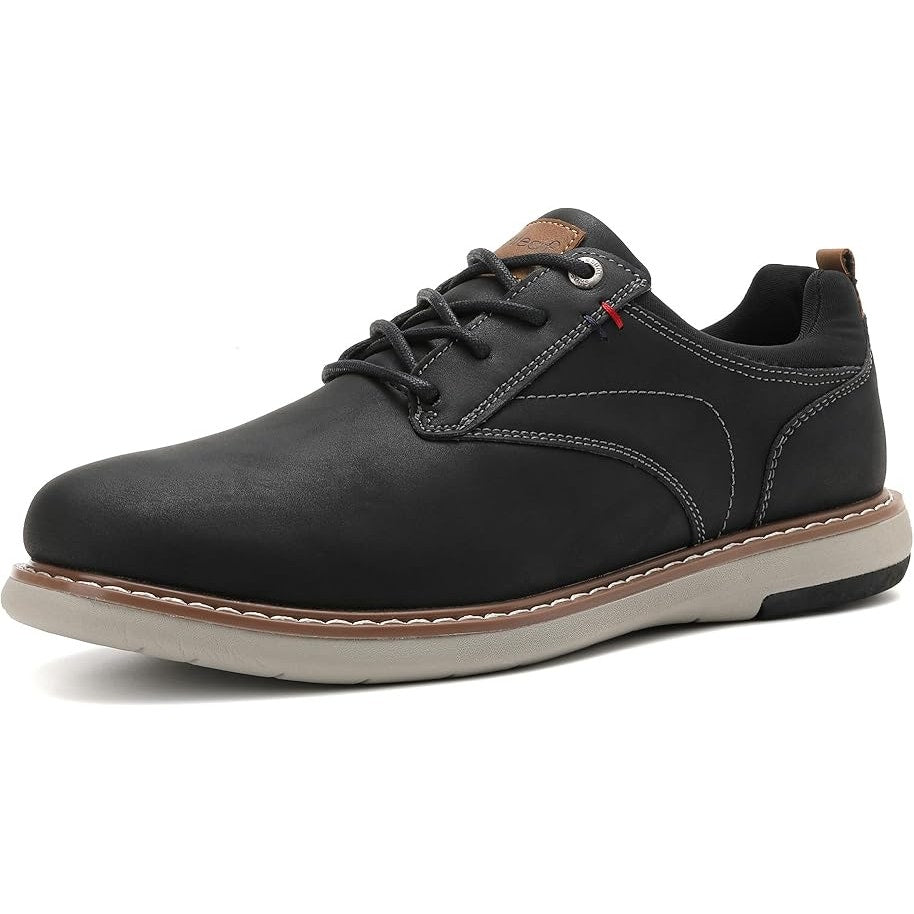 Analeaf Mens Size 10.5 Black Faux Leather Lace Up Oxford Comfort Sneakers Shoes