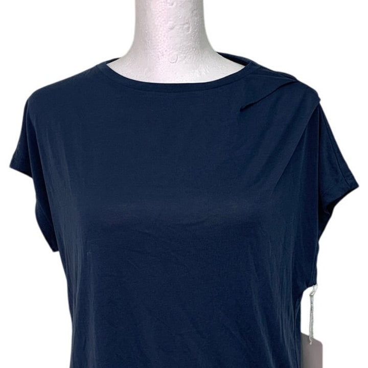 NWT New Worthington Womens XS Petrol Blue Short Sleeve Crew Neck Tee Shirt Top