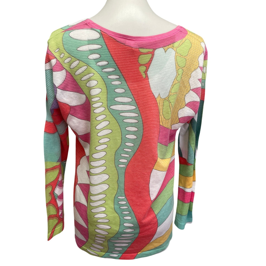 Atelier5 Godze Yilmaz Womens XL Long Sleeve Wavy Mod Stripe Long Sleeve Top