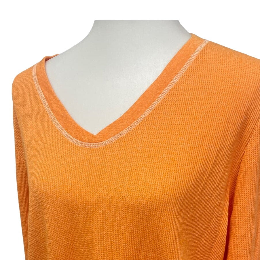 Lizwear Womens Plus Size XXL Long Sleeve Lightweight Waffled Front Pocket Tee