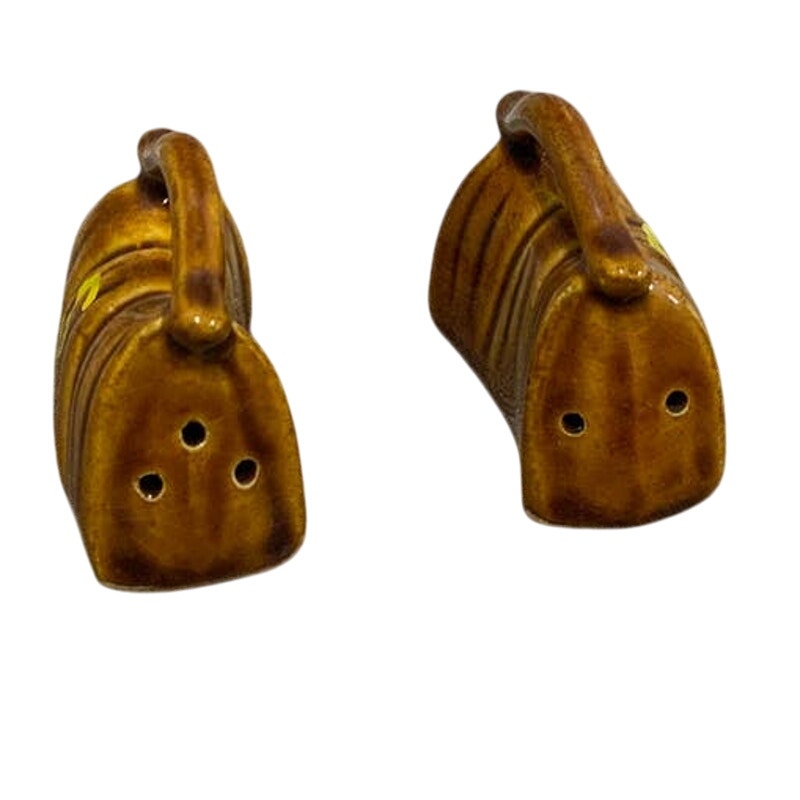Vintage Ceramic Cowboy Saddlebag Suitcase Handbag Purse Salt Pepper Shakers Set