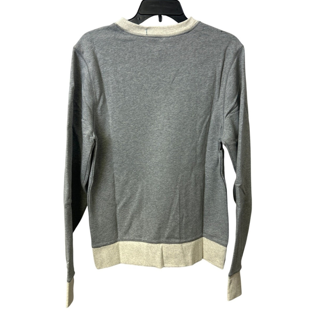 New Hand Printed Womens Small Blue Jay Bird Long Sleeve Heathered Sweatshirt
