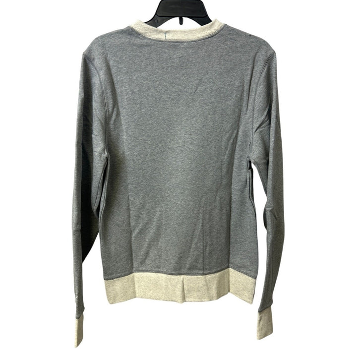 New Hand Printed Womens Small Blue Jay Bird Long Sleeve Heathered Sweatshirt