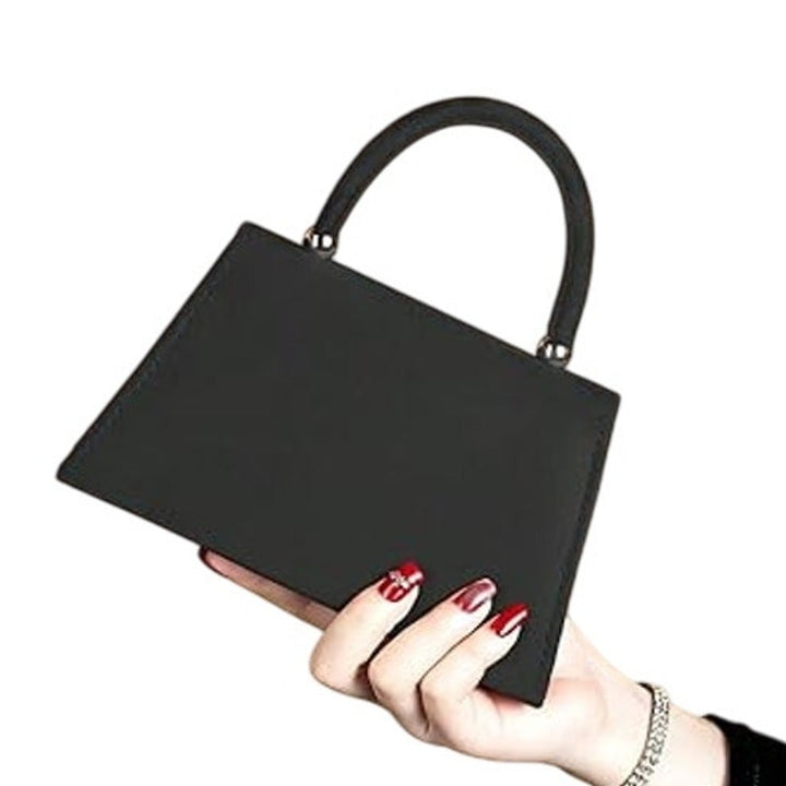 New Womens Black Faux Suede Silver Rhinestone Bow Optional Chain Evening Bag