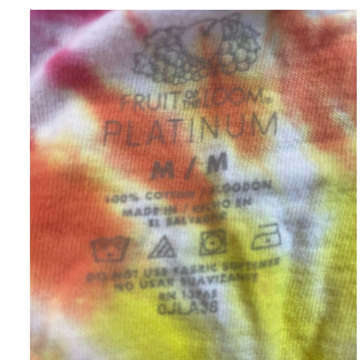 Fruit of the Loom Mens Medium Tie Dyed Short Sleeve 100% Cotton Crew Neck Tee