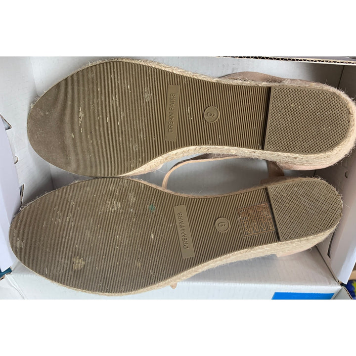 Dream Pairs Womens Size 9 Tan Faux Suede Closed Toe Espadrille Ankle Strap Shoes