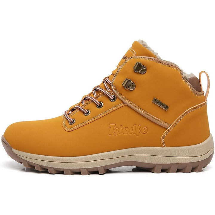 Tsiodfo Mens Size 12 Tan Yellow Lace Up High Top Winter Warm Hiking Boots Shoes