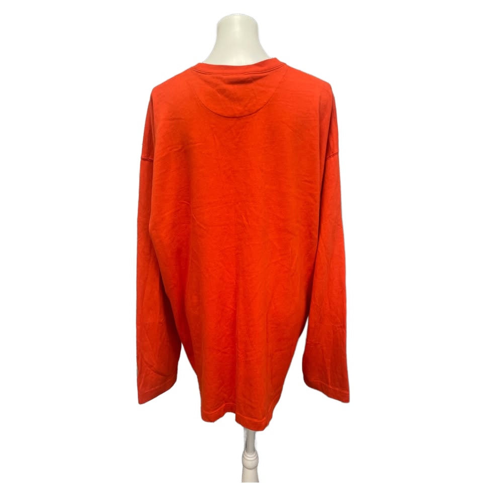GAP Mens XXL 100% Cotton Orange Striped Long Sleeve Crew Neck Heavy Tee Shirt