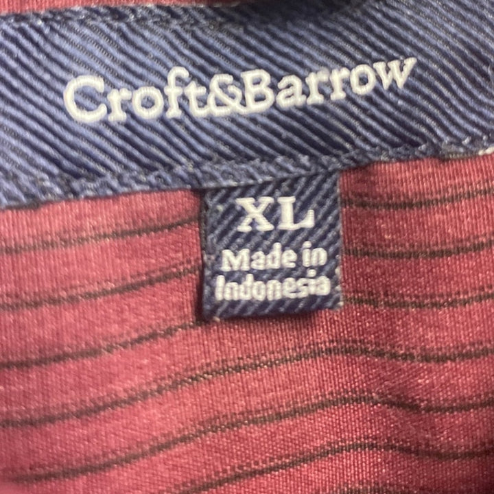 Croft &amp; Borrow Mens XL 100% Polyester Long Sleeve Pin Striped Button Up Shirt