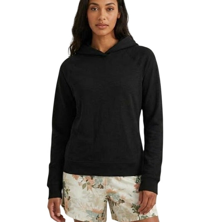New Eddie Bauer Womens Black Lightweight Tempo Pullover Hooded Tee Shirt Hoodie