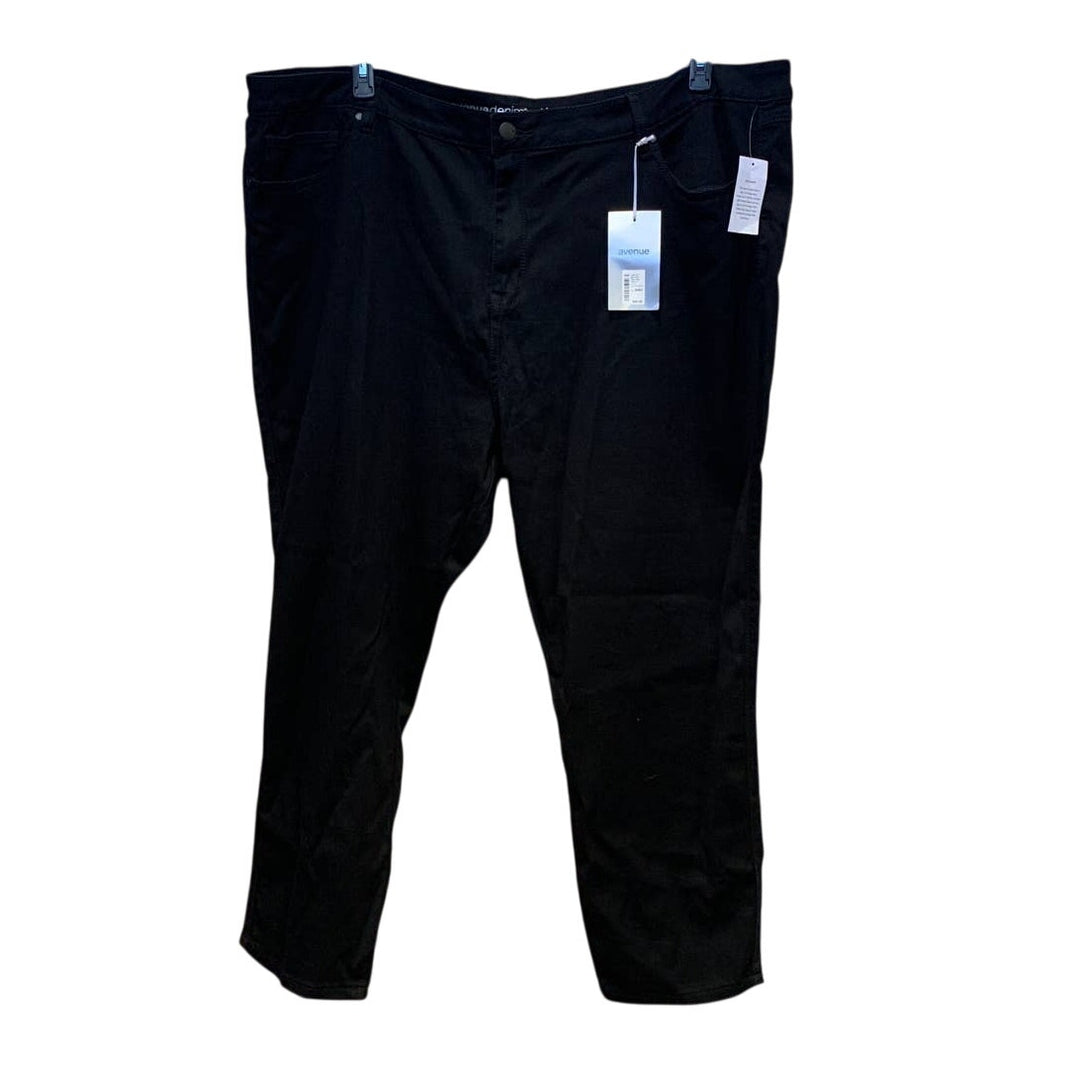 New Avenue Plus Size 32 Average Black Butter Denim Cotton Blend Skinny Jeans