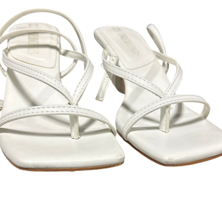 Dream Pairs Womens Size 6.5 White Strappy 3" Kitten Heel Open Toe Sandal Shoes