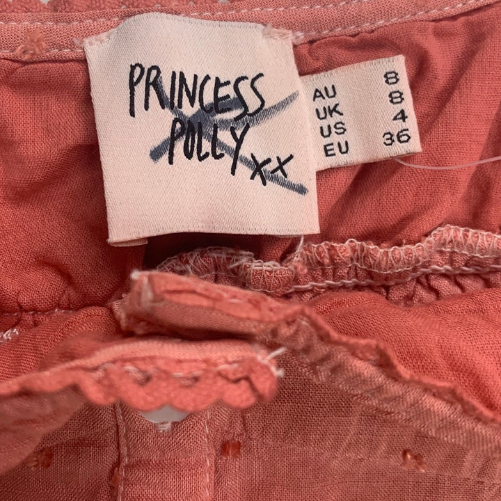 Princess Polly Womens Size 4 Front Button Scalloped Thin Strap Tank Top
