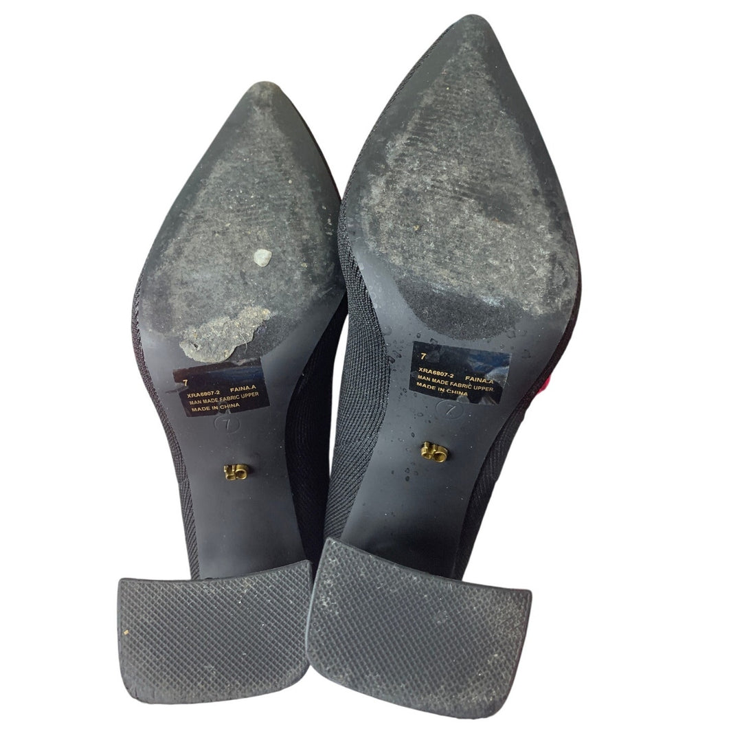 Cape Robbin Womens Size 7 Black Fabric Pointed Toe 4" Heels Booties Ankle Boots