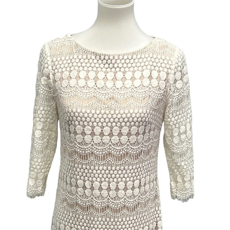 Jessica Howard Size 8 3/4 Sleeve Lacy Overlay Fully Lined Body Con Dress