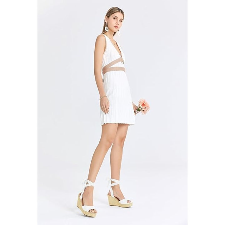 New Liyuandian Womens 7.5 White 4.5" Platform Espadrille Wedge Sandal Shoes