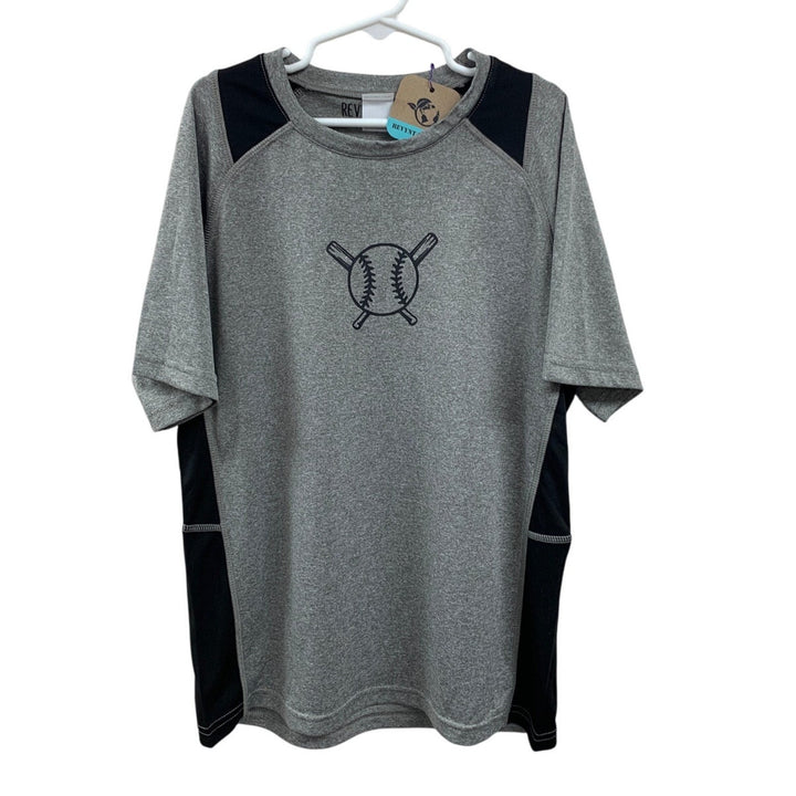 New Hand Printed Youth Boys Small Baseball Bat Short Sleeve Athletic Tee Shirt