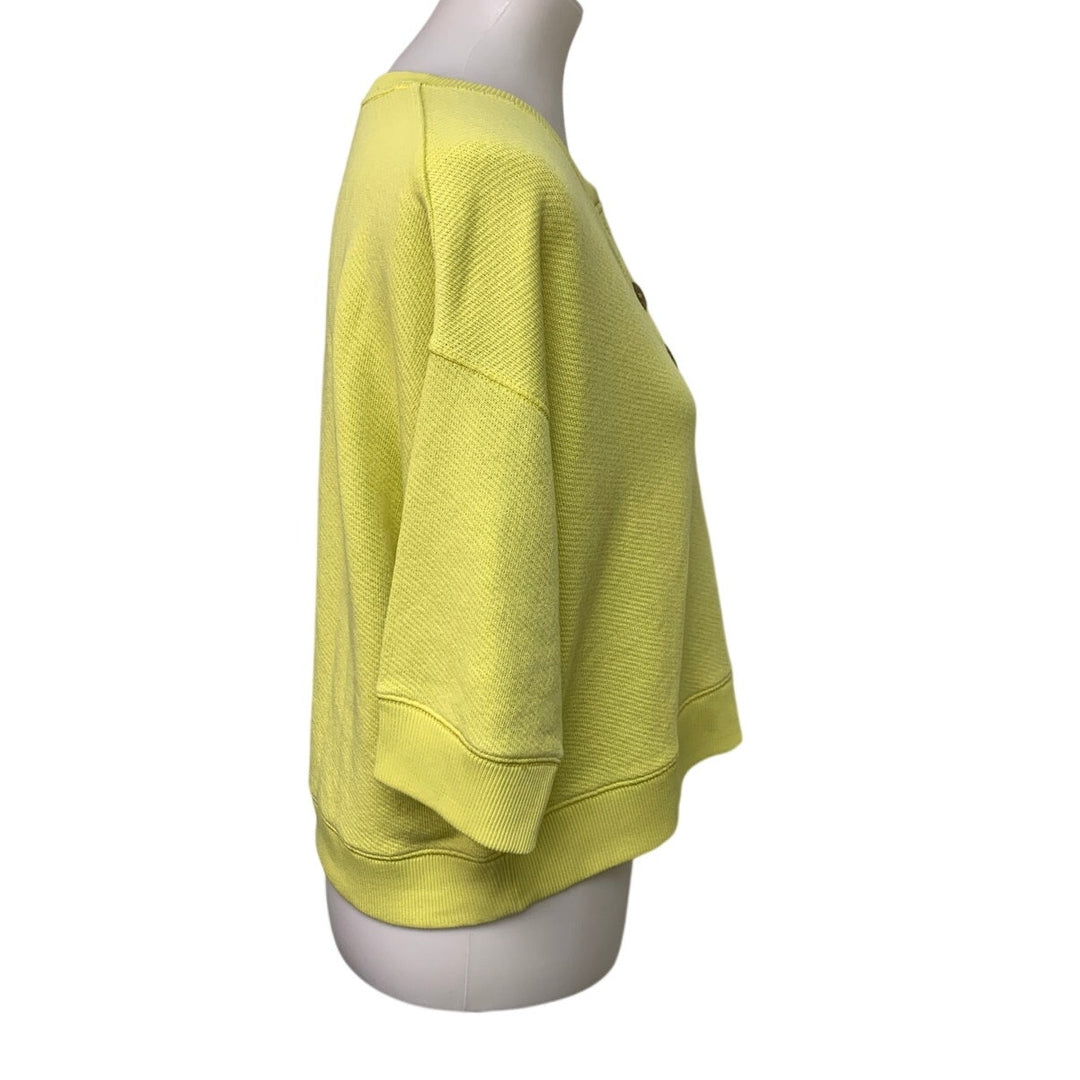 New American Eagle Womens Medium Half Sleeve Henley Cropped Knit Shirt