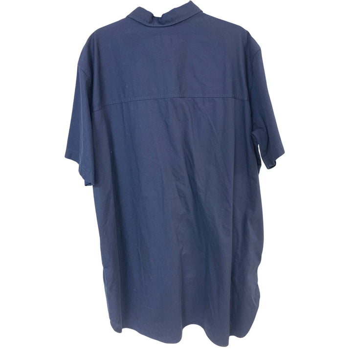 New Eddie Bauer Womens 2XL Navy Blue Everyday 100% Cotton Button Up Shirt Dress