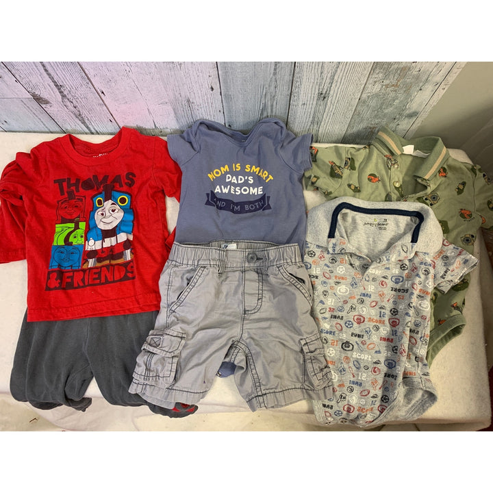Lot of 6 Boys 18 Mos Thomas Tank Shirt Collared One Piece Shorts Outfits Sets
