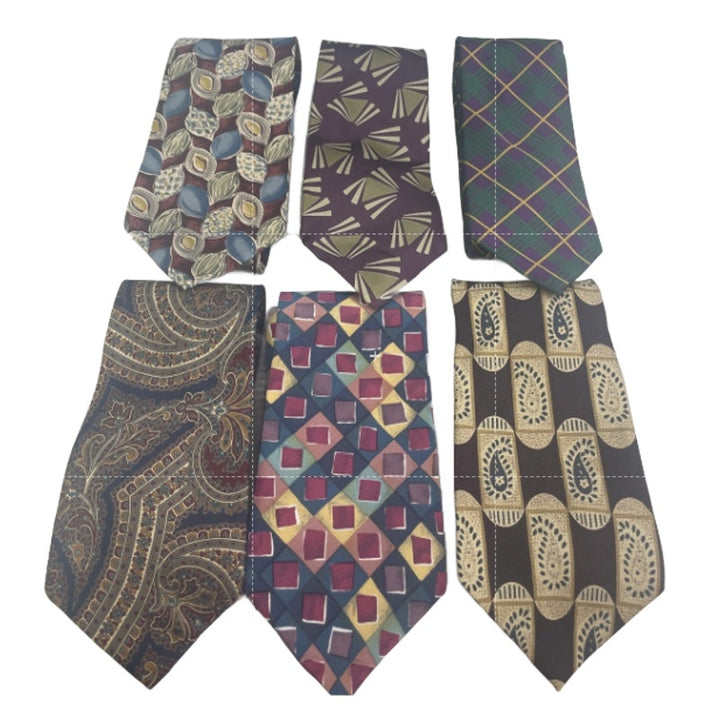 Lot of 6 Gold Purple Blue Paisley Floral Vintage and Modern Mens Neck Ties