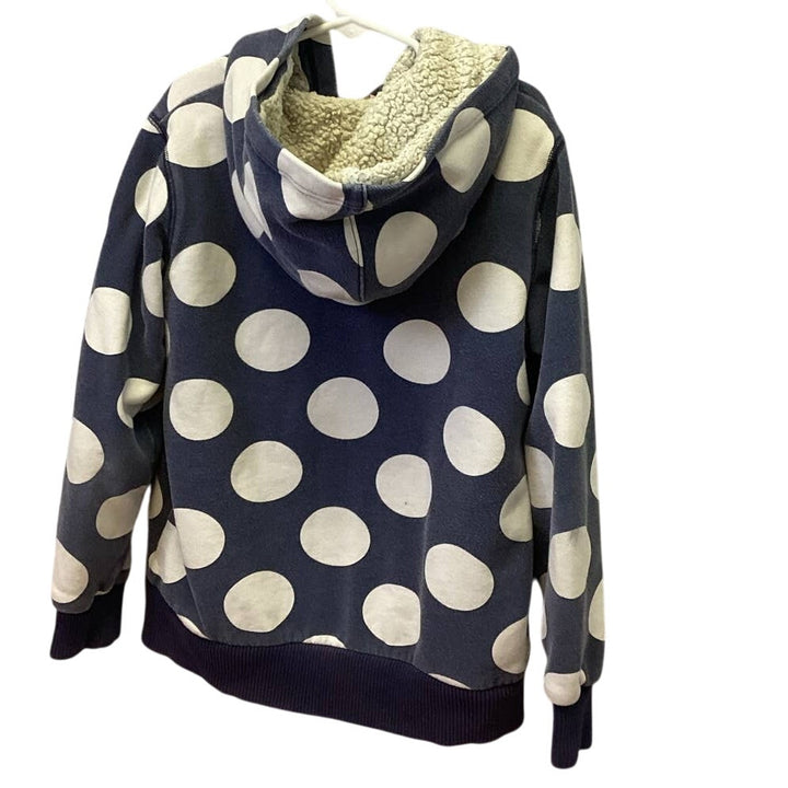 Mini Boden 9-10 years Fleece Lined Polka Dot Cotton Blend Full Zip Hooded Jacket