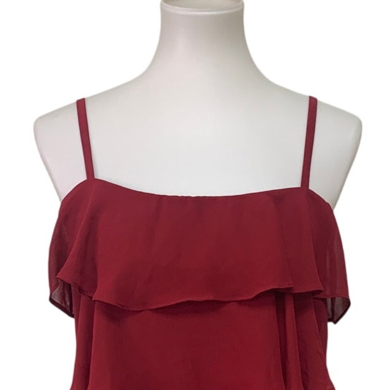 Ann Taylor Loft Womens Size 8 Spaghetti Strap Tiered Ruffle Knee Length Dress