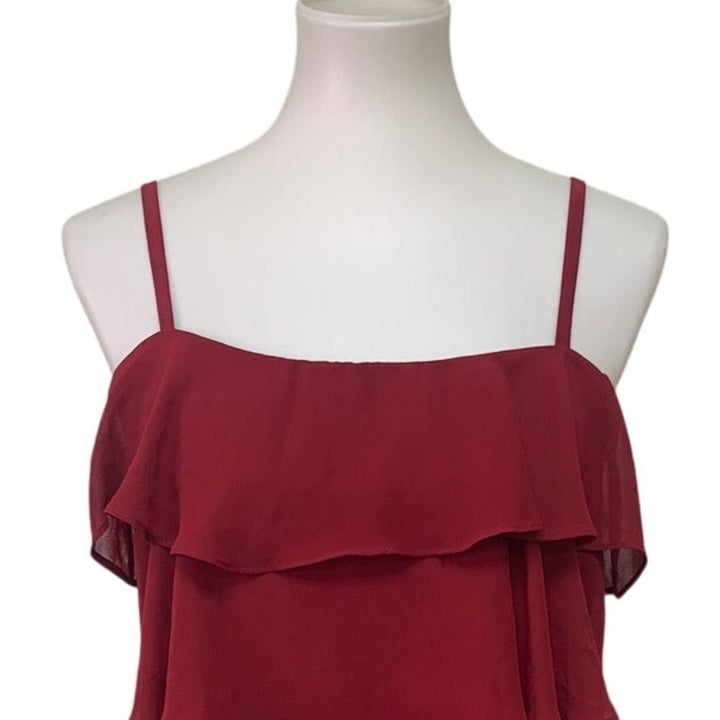 Ann Taylor Loft Womens Size 8 Spaghetti Strap Tiered Ruffle Knee Length Dress