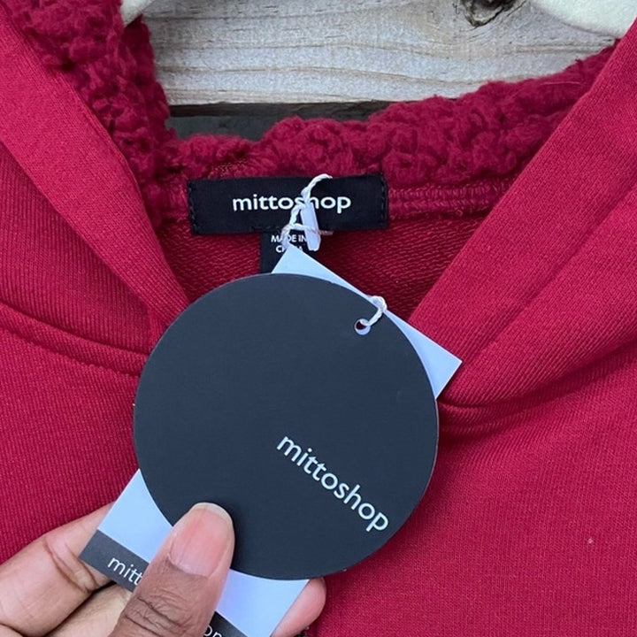 NWT New Mitto Shop Womens Small French Terry Sherpa Sleeve Zip Up Hoodied Jacket