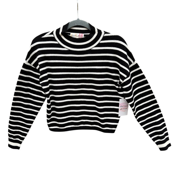 NWT New Hazel &amp; Moon Womens XS Oversized Cropped Striped Long Sleeve Sweater