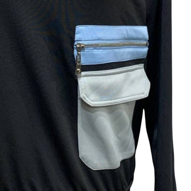 Xiao Wei Boutique Large Long Sleeve Polyester Sweatshirt w Front Pocket Zipper