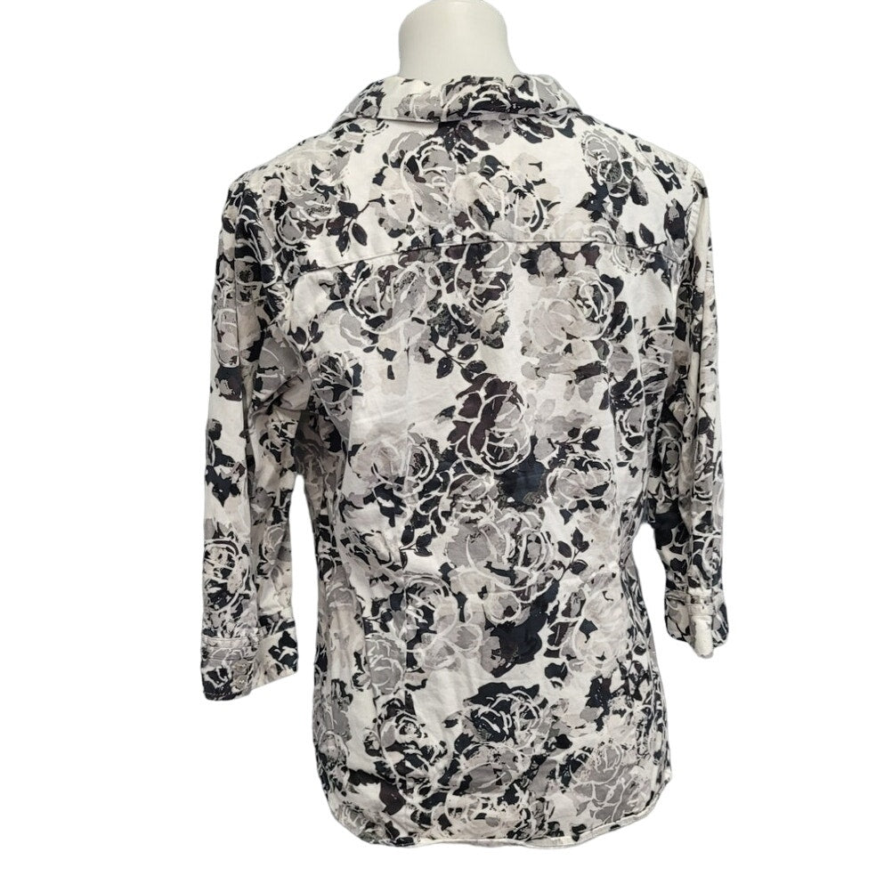212 Collection Womens Medium Stretch Cotton Floral Long Sleeve Button Up Shirt