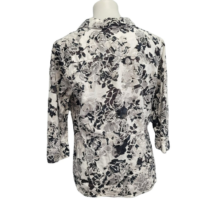 212 Collection Womens Medium Stretch Cotton Floral Long Sleeve Button Up Shirt