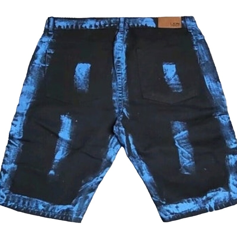 Lion Dynasty Mens Size 38 Premium Denim Factory Distressed Paint Splash Shorts
