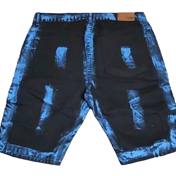 Lion Dynasty Mens Size 38 Premium Denim Factory Distressed Paint Splash Shorts