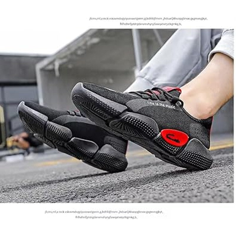 New Time to the Music Mens Size 10 Red Black Mesh Lace Up Athletic Sneaker Shoes