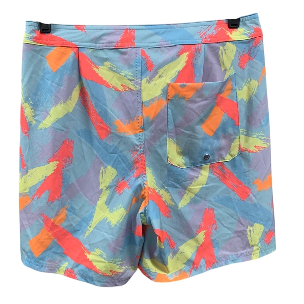 New Wild Fable Mens Small PolySpandex Mid Rise Paint Stroke Swim Shorts