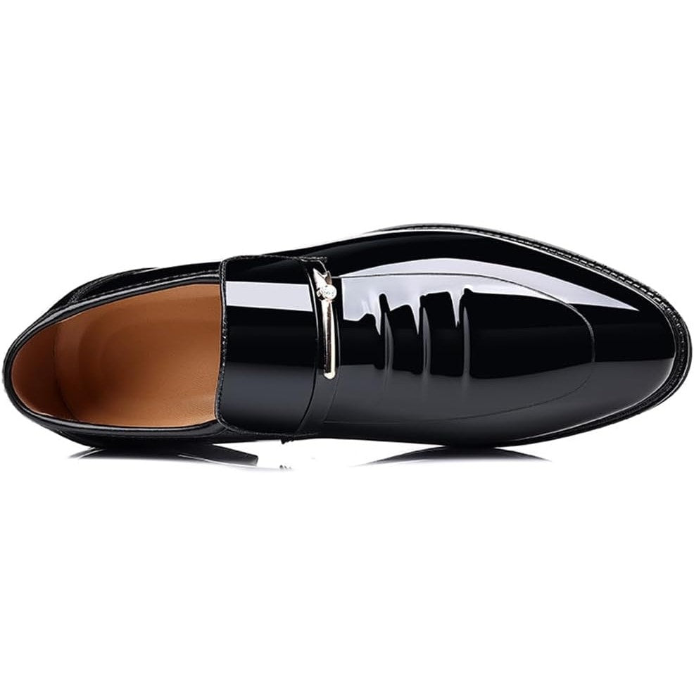 New Mens Size 12 Black Faux Leather Gold Rhinestone Accent Slide On Loafer Shoes