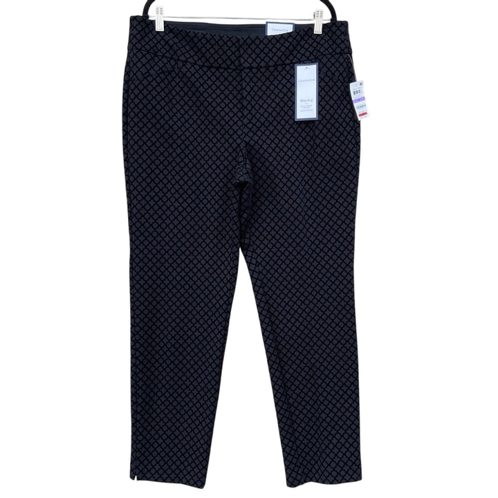 NWT New Charter Club Womens Size 18 Black Velour Patterned Slim Leg Pants