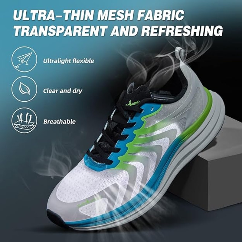 Orthocomfoot Mens Size 8 White Blue Green Arch Support Athletic Shoes