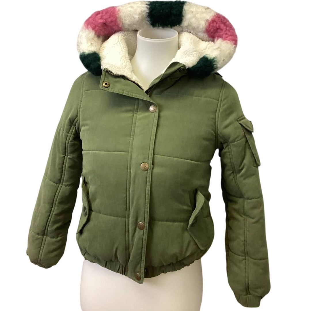 Jessica Simpson Girls Size Small 7-8 Warm Faux Fur Lined Hooded Full Zip Coat