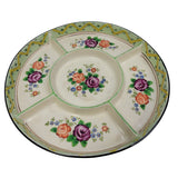 Vintage Made In Japan Floral Fine China Hand Painted Divided Round Serving Dish