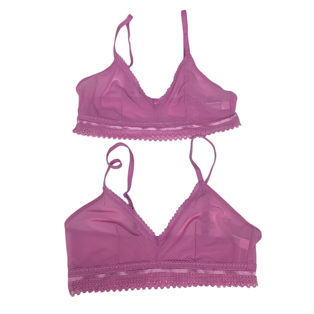 2 NWT New Auden Small Mauve Adjustable Straps Unlined Lace Lacy Bra Bralettes