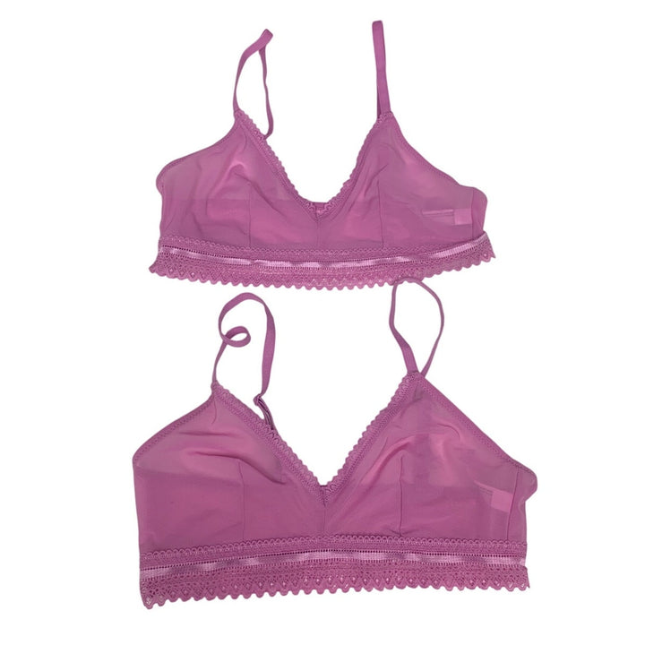 2 NWT New Auden Small Mauve Adjustable Straps Unlined Lace Lacy Bra Bralettes