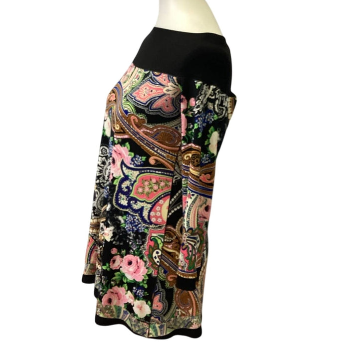 Evo Vorri Womens Medium Long Sleeve Off Shoulder Floral Paisley Short Mod Dress