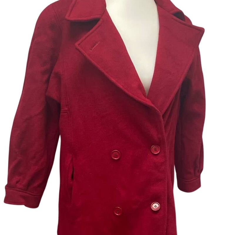 Clifford Michael Womens Size 14 Wool Blend Long Double Breasted Pea Coat Flaws
