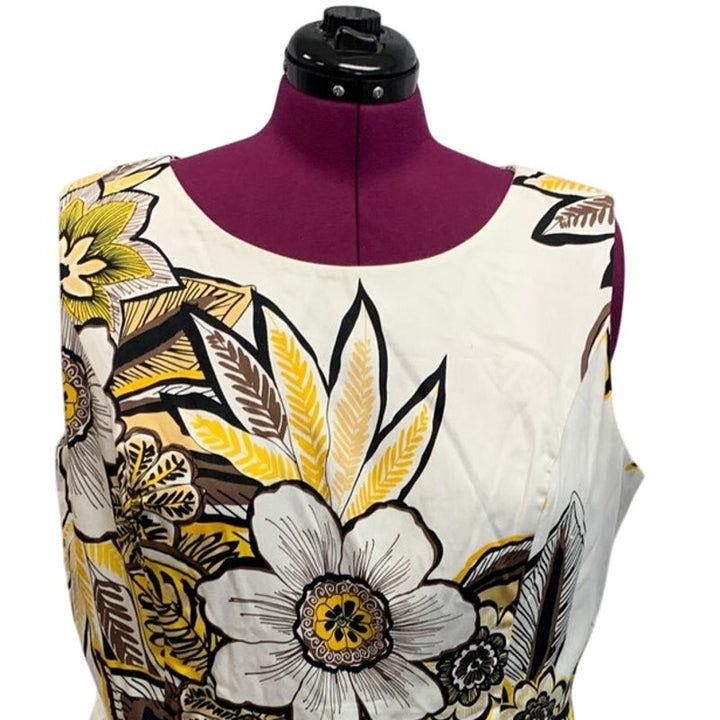 Jones New York Woman Size 20W Large Floral Print Sleeveless Sheath Dress