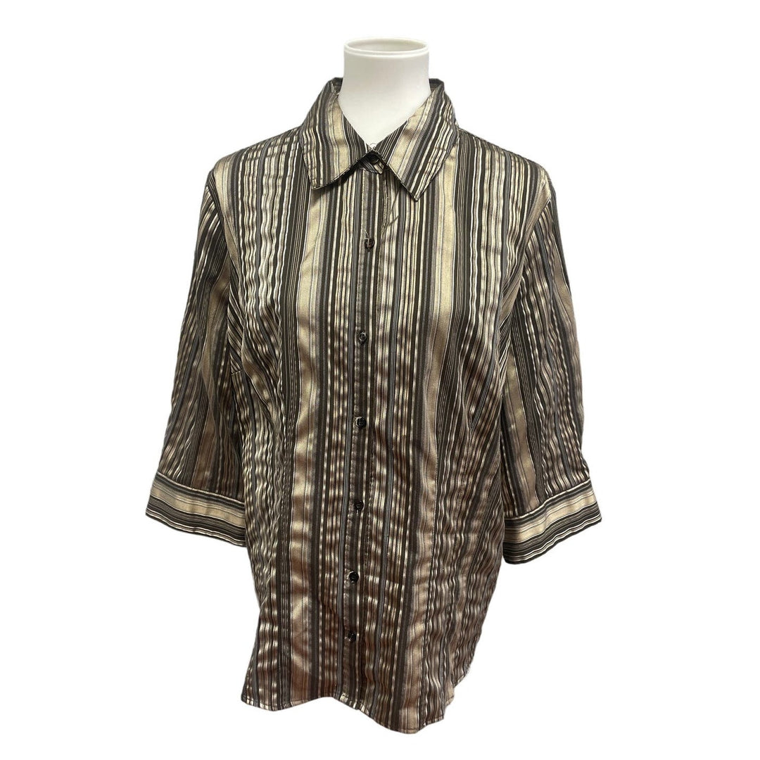 Lot of 2 Apt 9 Womens 1X 3/4 Sleeve PolyCotton Essential Button Down Shirts