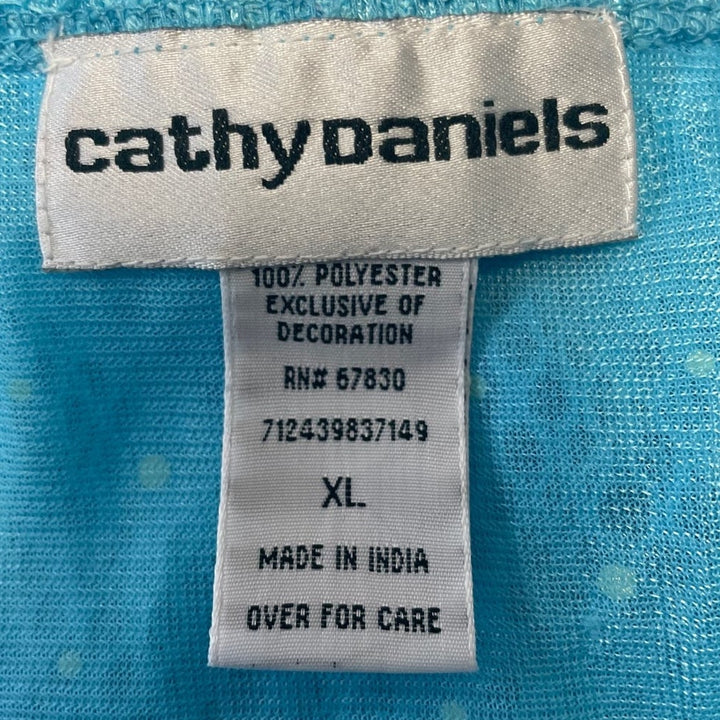 Cathy Daniels Womens XL Short Sleeve Polyester Sequin Short Sleeve Crew Neck Top
